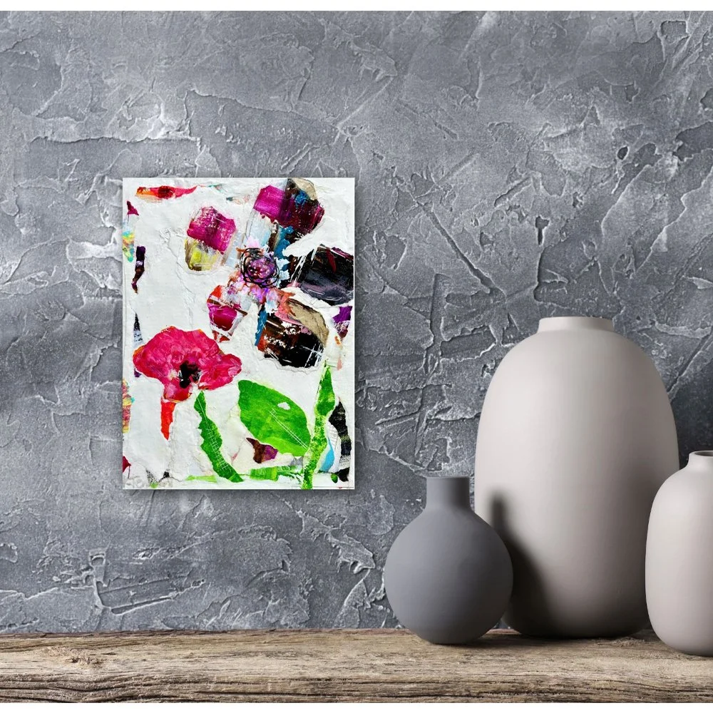 Tending To The Garden | Floral Art | Mixed Media Collage